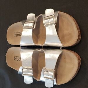 Mudd double buckle silver sandals